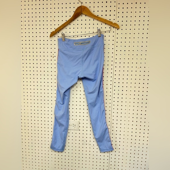 Tory Sports Banner 7/8 Performance Light Blue Leggings with Side Stripe - Picture 3 of 6
